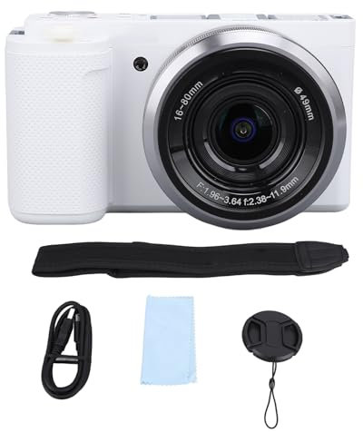 Fotocamera Mirrorless, Kit Fotocamera Vlog con Obiettivo Intercambiabile, Fotocamera Digitale 5K 64MP con Zoom Ottico 5X, Touchscreen IPS Ribaltabile da 3,2 Pollici per Creatori
