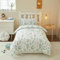 Ruccit Girls Cot Bed Duvet Cover Set 100% Cotton Floral Toddler Bedding White Kids Quilt Duvet Cover Blue Flower Junior Bedding 2pcs- Cot Duvet Cover & Pillowcase Set,Soft,Breathable,120x150cm