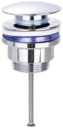 TODOT Bonde de Lavabo Pop-up, Bonde Lavabo Salle de Bain Chromé, Vidage Clapet Push Open Pour Lavabo, Chromé G 1 ¼ (Chromé avec/sans Trop-plein L)
