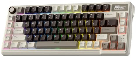 RK ROYAL KLUDGE L75 Gasket Mount Mechanical Keyboard w/Knob/Macro Keys & Touchable Nameplate, Tri-Mode BT/2.4G/USB-C 75% TKL Wireless Keyboard, Hot Swappable, Pro Software, Massive 8000mAh Battery
