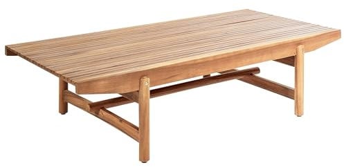 Beliani Garten Loungetisch Akazienholz 145 x 79 cm Heller Holzfarbton modern Giaveno