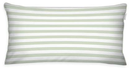 TOM TAILOR Perkal-Kissenhülle, 40x80 cm, 100% Baumwolle/Perkal, mit Wendemotiv, Kissenbezug mit farbiger Paspel und Reißverschluss, STRIPES WITH A KICK Hellgrün, Pfirsich (Green Leaf & Juicy Peach)