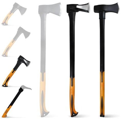 BOOMET Set: Sappie/Beil 1000g / Axt 2200g / Hammer 3000g · Verschiedene Äxte und Sets zur Auswahl · Spaltaxt · Effizientes Holzspalten mit Fiberglasstiel für Brennholz
