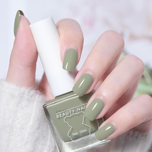 Long-Lasting Nude Nail Polish – Quick-Dry, Non-Toxic & Breathable Formula – Easy Application with a Glossy, Natural Finish – Perfect for DIY Nail Art & Manicures Green