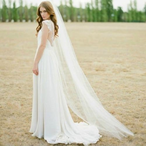 LXHZSY Braut Schleier Lange Tüll Brautschleier eine Schicht mit Kamm Brautschleier for Braut Hochzeit Zubehör(Ivory,300cm)