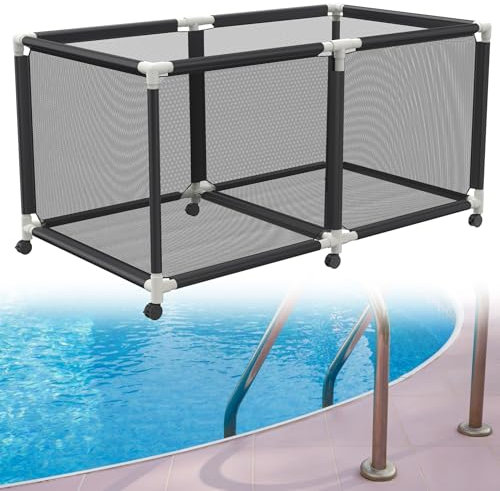 Suusolny Boîte de rangement pour piscine - Noir - Grand bac de rangement pour piscine - Grande capacité - Organiseur en maille pour piscine - Chariot de rangement pour pâtes de piscine, jouets