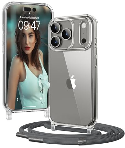 OLEPHY Handykette für iPhone 17 Pro Max Hülle mit Band, Grau