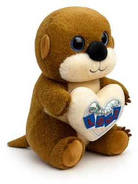 Generisch Loutre en peluche 30 cm - Doudou mignon rose avec cœur - Peluche douce pour enfants et adultes Saint-Valentin ou anniversaire (marron)