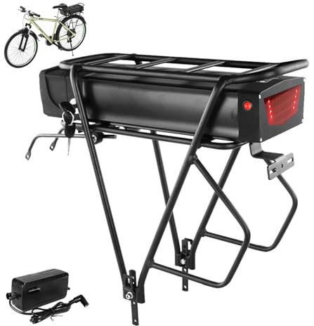 48V 20Ah batterie velo electrique pour porte-bagages arrière avec BMS 50A, chargeur rapide 3A, batterie 48V lithium ion pour vélo électrique pour roue de conversion Bafang 250W-1900W et Autres moteurs