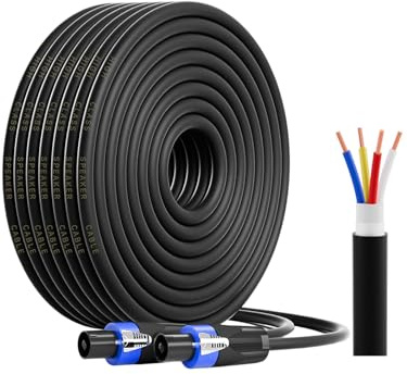 GCTBL 4M Speakon Kabel 4-adriges 99,95% Sauerstofffreiem Kupfer (OFC) 15AWG PA Lautsprecherkabel für Verstärker Audio Kabel mit Speakon Stecker