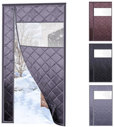Rideau De Porte D'entree Isolant Thermique Rideau Thermique Isolant Anti Froid Magnétique Ouverture Latérale Sans Perçage Pour Portes Balcon Et Terrasse(Gris,80x195cm)