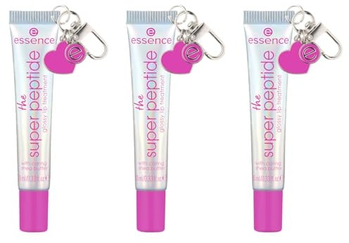 essence the super peptide glossy lip treatment, Lipgloss, Nr. 05, Pink, glättend, mit Vitaminen, pflegend, glänzend, vegan, ölfrei, ohne Parabene, ohne Mikroplastikpartikel, 3er Pack (3x10ml)