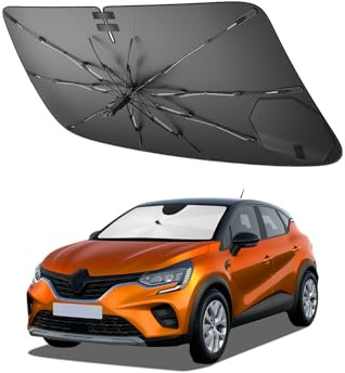 SHAOHAO Compatible con Renault Captur 2 2020-2026 Protector Solar para Coches Parabrisas Visera Solar Fácil Almacenamiento Tirador con cordón Protección UV Protector Solar Accesorios Parasol