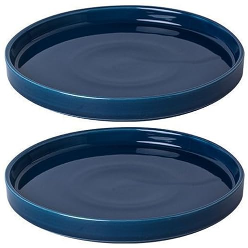 Ginwrek Untersetzer für Blumentöpfe 2er-Set Keramik 18 cm Durchmesser Wasserauffangschale für Zimmer- und Gartenpflanzen Blau