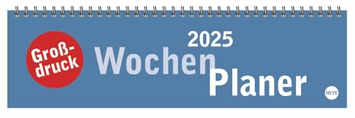 Großdruck Wochenquerplaner 2025: Praktischer Tischquerkalender mit extra großer Schrift. Schlichter Tischkalender 2025 fürs Büro. Wochenplaner für den Schreibtisch. (Bürokalender Heye)
