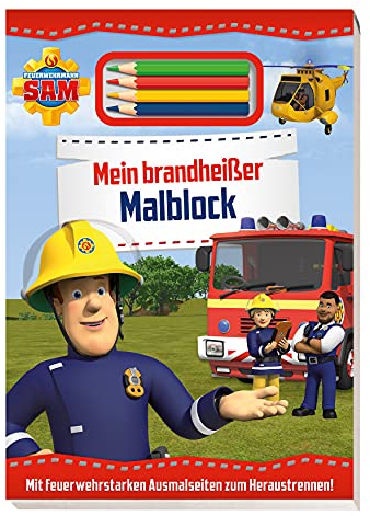 Feuerwehrmann Sam: Mein brandheißer Malblock: Block mit 4 Farbstiften