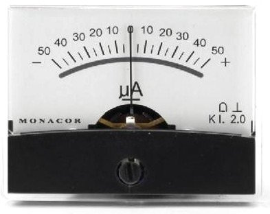 Monacor Moving-Coil-Panel Meter mit Spiegel Skala (1.9 K Ohm)