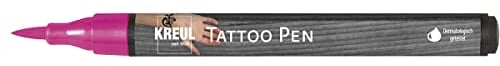 KREUL 62107 - Tattoo Pen rose, largeur de trait 0,5-3 mm, encre cosmétique à base d'eau, dure jusqu'à 5 jours, testé dermatologiquement, végétalien, sans parabène