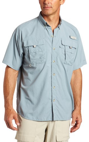 Columbia Men's Bahama II UPF 30 Short Sleeve PFG Fishing Shirt, Light Metal, Medium