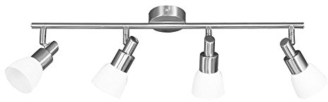 WOFI Deckenbalken, 4-flammig, Serie Eve, 4 x LED, 5 W, 6-6 V, Breite 8 cm, Höhe 20 cm, Tiefe 72 cm, Kelvin 3000, Lumen 400, nickel matt 9361.04.64.0000