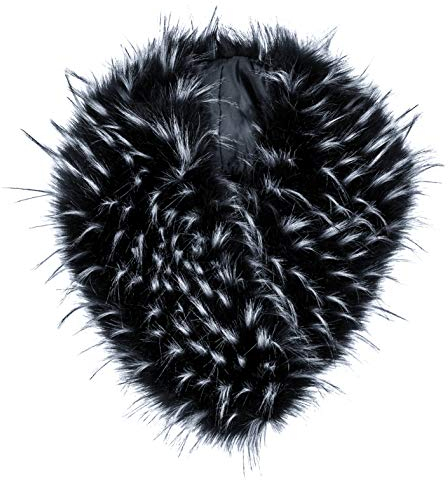 Futrzane Classic Kragen - Fake Fur Pelzkragen Damen - Kunstfell Kunstpelz Stola (Schwarz mit Weiß Classic)