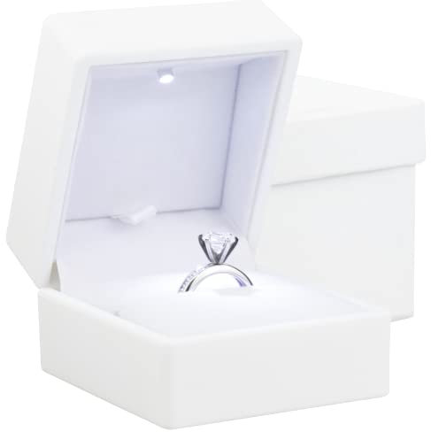 Noble Pack Luxuriöse Geschenkbox mit LED-Anhänger, Halskette, mit LED-Licht, Samt-Schmuckaufbewahrung, Vitrine für Antrag, Verlobung, Hochzeit, Jahrestag, Geburtstag, Schwarz, Ring Box, Kunststoff, 0