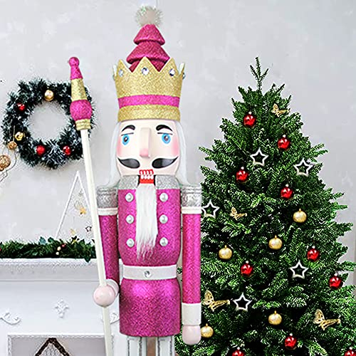 CDL Nussknacker aus Holz, lebensgroß, 121,9 cm, lila, glitzernd, Weihnachtsdekoration, Nussknacker, King Ornamen K32-1