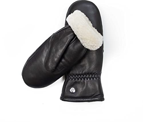 Hand Gewand by Weikert Fäustlinge aus reinem Merino Lammfell und robustem Lammnappa Leder, Touchscreen, Damen, Lammfellfäustlinge, Lammfell Handschuhe, warme Lederhandschuhe