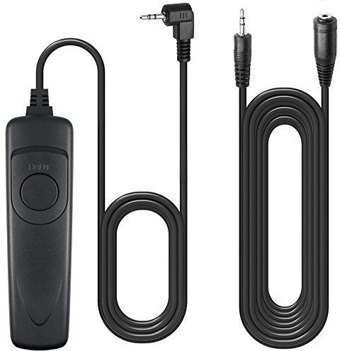 3.3ft Shutter Release Remote Control with 11.4ft Extension Cable 2.5mm, AFUNTA RS-60E3 Wired Remote Control Switch Cord Replacement Compatible 70D 100D 1200D Digital Camera DSLR