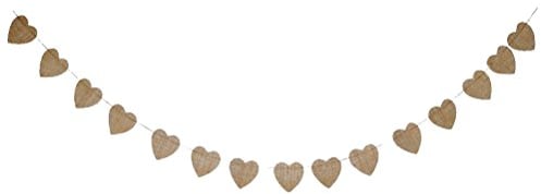 LUOEM 4M Hochzeit Wimpeln Girlande Herz Leinen Wimpel Hochzeit Valentinstag Party Innen Draußen DIY Deko Girlande