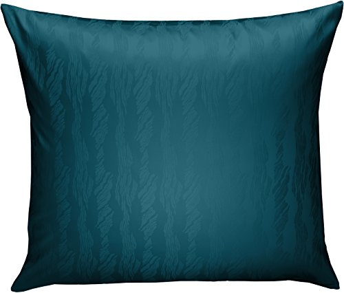 Bettwaesche-mit-Stil Mako Satin Damast Kissenbezug Waves Petrol Blau (40 cm x 40 cm)