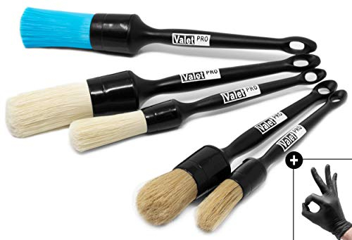 Detailmate - ValetPRO Pinsel Brush Set - Felgenreinigung - Innenreinigung - Außenreinigung - chemieresistent - für schonende Detailarbeit + 2 detailmate Nitril Schutzhandschuhe