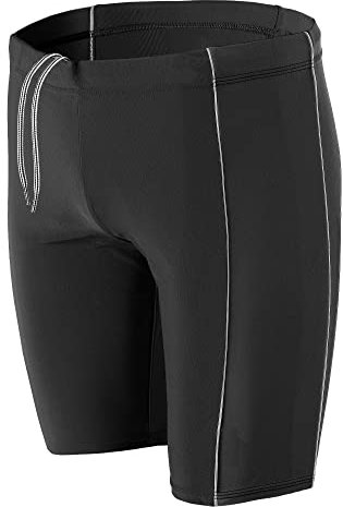 Aquarti Herren Lange Badehose mit Kontrast-Paspel Jammer, Farbe: Schwarz/Grau, Größe: S