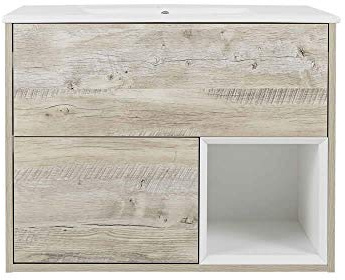 Milano Light Oak 810mm Bathroom Vanity Unit Inset Basin LED