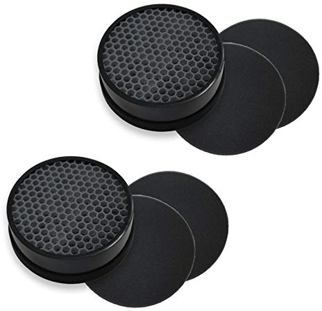 Pureburg 2-Pack Replacement 2 HEPA Air Filters and 4 Activated Carbon Pre-Filters for GENIANI Home Air Purifier and TCL Home Purifier KJ65F-A2
