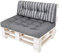 PillowPrim Palettenkissen Palettenauflagen Paletten Polster Auflagen Bedeckung Gartenkissen Set (Sitzkissen 120x80 + Rückenlehne 120x40), Asche mit Aschestreifen