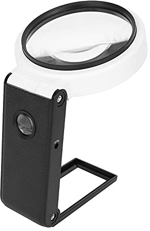Lupe mit Licht und Ständer, 5X 25X 6 LED Beleuchtete Leselupe Vergrößerungsglas USB Wiederaufladbare Handleselupe mit licht Standlupe für Senioren, Kinder, Lesen, Inspektion, Juwelier, Bücher, Hobby