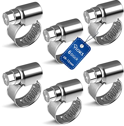 VIOKS Fascette stringitubo, fascette stringitubo per benzina, set da 6 pezzi, 8-12 mm di diametro, 9 mm, fascette stringitubo per tubo