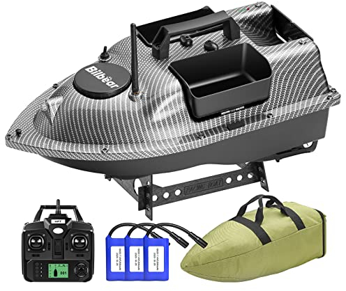 Bilbear GPS Köderboot Angelköder RC Boot Köderlieferboot Futterboot mit GPS Fischköderboot Futterboot zum Angeln Karpfenfischköderboot,Ersatzbatterien,Handtasche (Kohlenschwarz Boot)