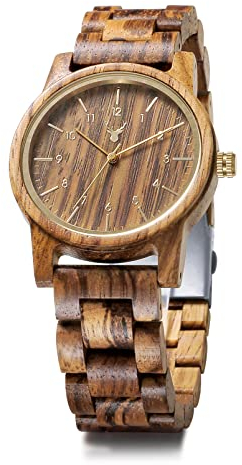 LeeEv Holzuhren Uwood Serie 40mm Unisex Natürliche Handarbeit Holz Uhr mit Geschenkbox & Band verstellbar