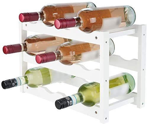 CLP Etagère A Vin Morena en Bois De Noyer I Caisse De Rangement pour Vin I Capacité De Rangement 12 Bouteilles, Couleur:Blanc