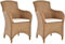 Krines Home 2er Set Esszimmersessel Rattan Esszimmerstuhl mit Armlehne Rattansessel Korbstuhl Esszimmer Sessel (Hell Braun)
