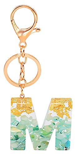 Generic Personalisierter durchscheinender kreativer Schlüsselanhänger mit Buchstaben-Anhänger Initiale Schlüsselanhänger A-Z Initiale Geschenke Farbbuchstabe Harz (M)