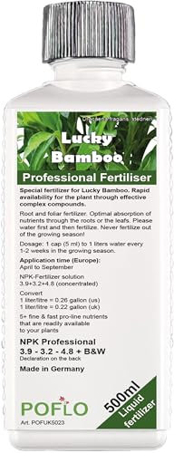Lucky Bamboo Liquid Fertilizer, NPK for Dracaena braunii, Dracaena sanderiana, Sander's Dracaena, Ribbon dracaena, Curly Bamboo, Chinese water bamboo, Friendship bamboo, Belgian evergreen (500ml)