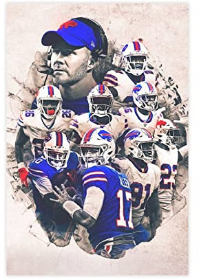 Enartly Bilder Wohnzimmer Modern Josh Allen Cole Beasley Devin Singletary Poster Leinwand Schlafzimmer Wanddruck Bild Büro Zimmer Dekor Geschenke 60x90cm Kein Rahmen