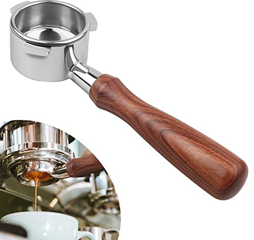 CPROSP Porte-Filtre Sans Fond 54mm, avec Panier Filtrant et Poignée en Bois, Compatible avec Breville 870/875/878/880