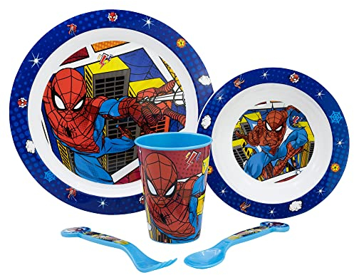 Spiderman 5 teiliges Set - Micro Set - wiederverwendbares Kindergeschirr - für Microwelle geeignet 74750