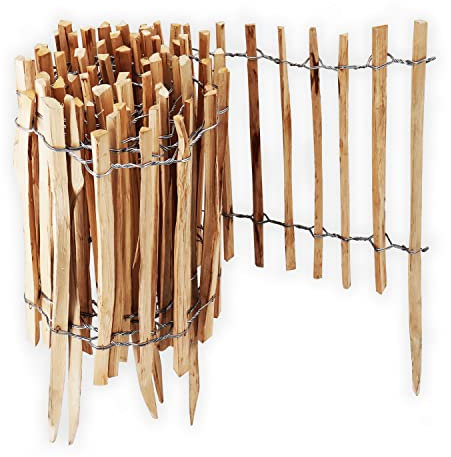 Aquagart Staketenzaun Rollboarder Lattenabstand 4-6cm Gartenzaun Perfekt als Beeteinfassung und Beetumrandung oder Weg Abgrenzung Langlebiger Holzzaun Holz Zaun Rollzaun (25m x 60cm)