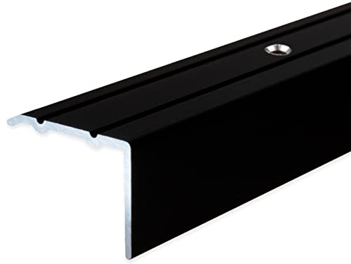 PROVISTON | Profilé d'angle | Aluminium anodisé | Noir | Largeur 24,5 mm | Hauteur 18 mm | Longueur 1000 mm | Percé | Profil de bord d'escalier | Angle d'escalier | Angle d'escalier | Angle combiné |