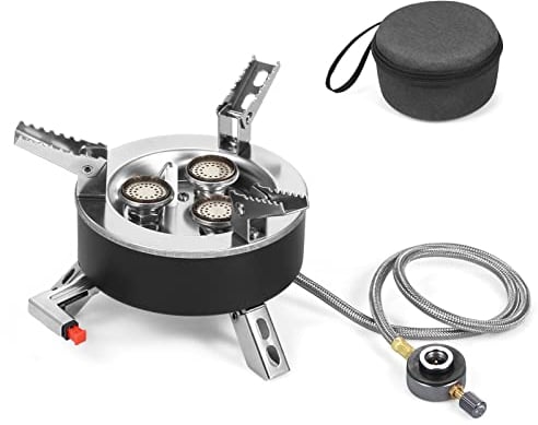 Lixada 6800W Camping-Gasherd, zusammenklappbar, 3 Brenner, Piezo-Zündung, Rucksackkocher, Outdoor-Kochherd, Ofen für Camping, Wandern, Picknick, Notfall